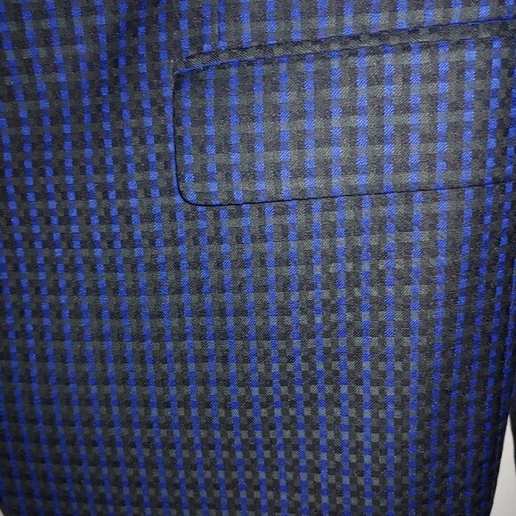 Tuxedo Jacket - Sz 42 - Navy checkered blue / black lapel - Bar 111 - Slim - Picture 4 of 14